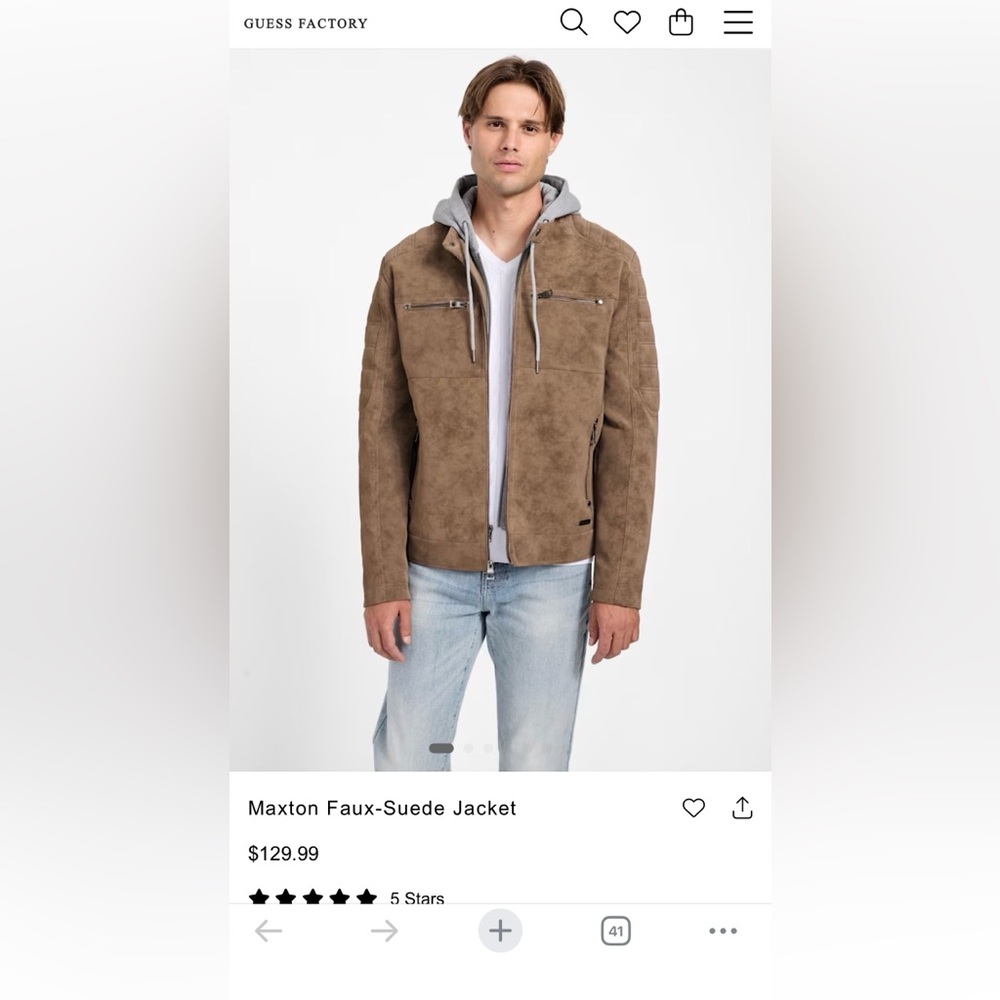 Guess Maxton Suede Jacket NWT Size XXL
